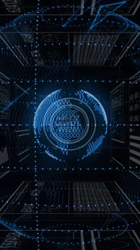 Animation of statistics and digital data processing over dark background Stock Footage 320216906