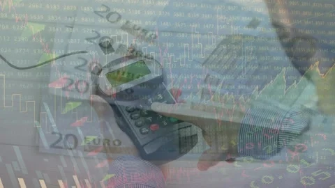 Animation of statistics and financial data processing over banknotes and payment Stock Footage 166222416