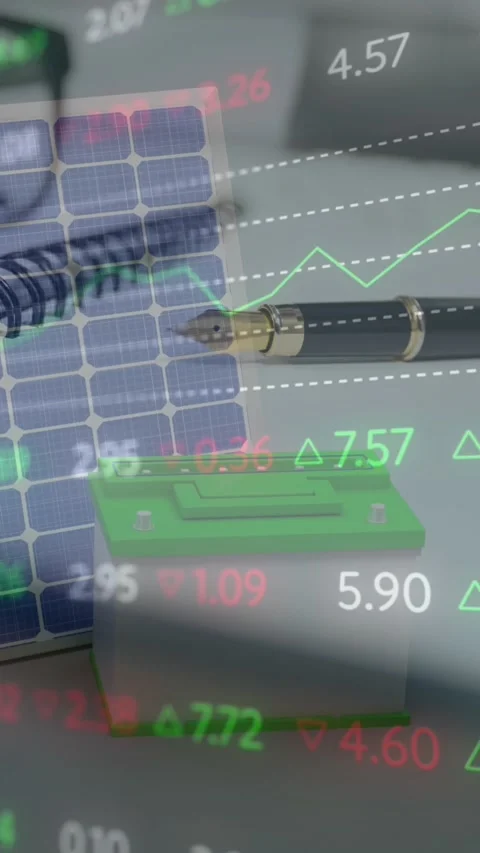 Animation of statistics and financial data processing over notebook on desk in Stock Footage 322559450
