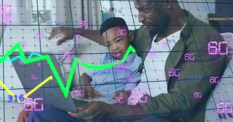Animation of statistics and financial data processing over business people in Stock Footage 329564191