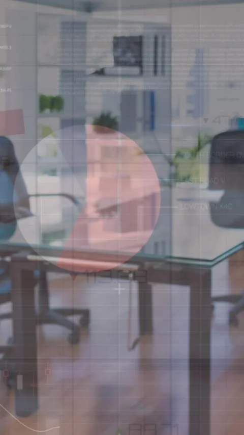 Animation of statistics and financial data processing over table in office Stock Footage 342650608
