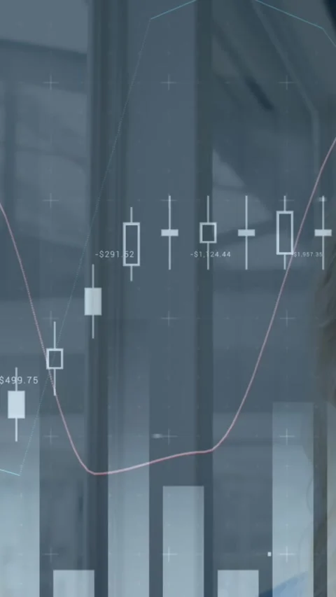 Animation of statistics and financial data processing over caucasian Stock Footage 344614437