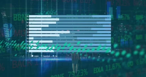 Animation of statistics and layers of data processing over caucasian Stock Footage 328461390