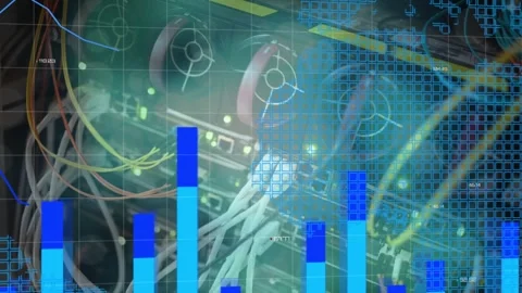 Animation of statistics, computer server and data processing Stock Footage 326097363