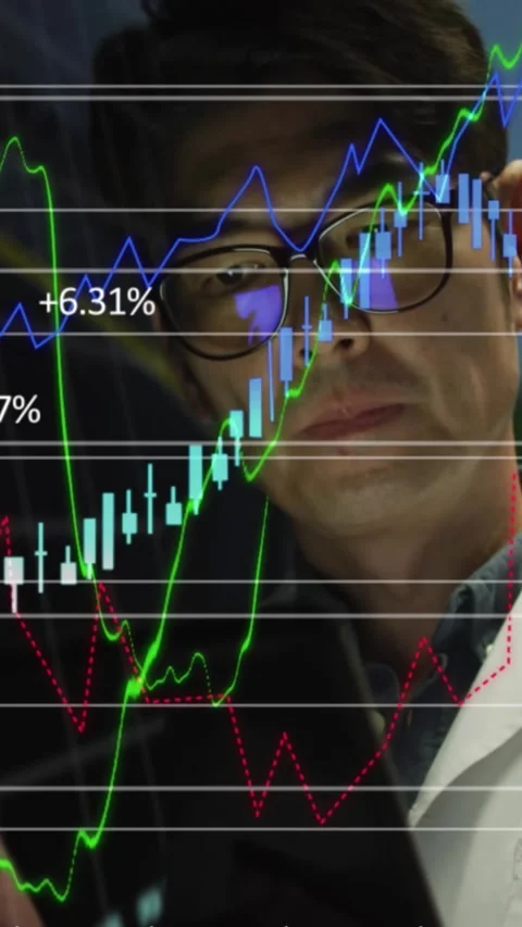 Animation of statistics processing over asian male it engineer with tablet by Stock Footage 324557643