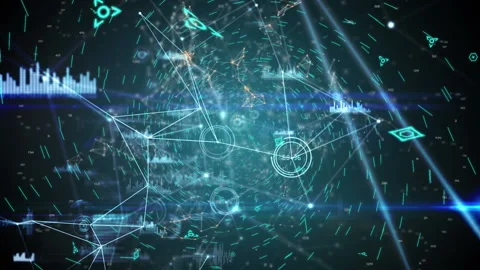 Animation of statistics recording over network of connections with icons Stock-Footage 146562617