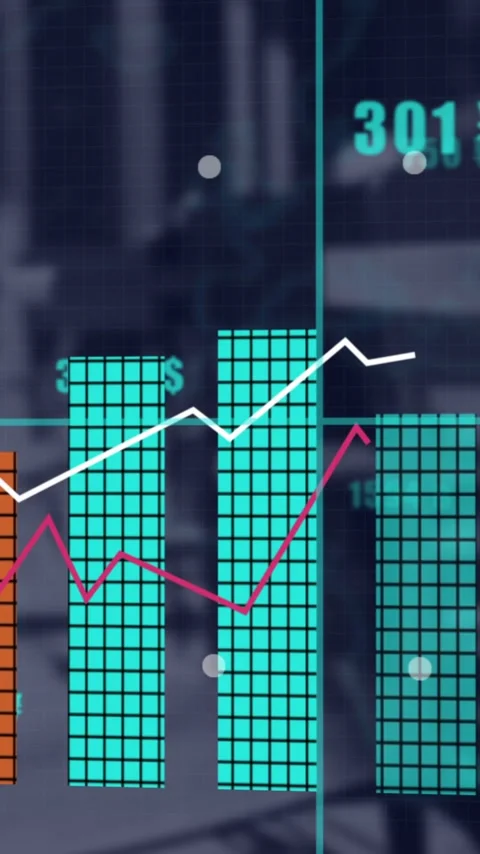 Animation of statists with data processing over bar Stock Footage 323341573