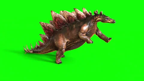 Animation of Stegosaurus isolate on green background. 스톡 동영상 292799492
