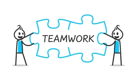 Animation of stick figures joining jigsaw puzzles to be connected each othe.. Stock Footage 248929307