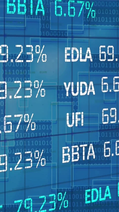 Animation of stock market and binary coding over blue background Video stock 324558393