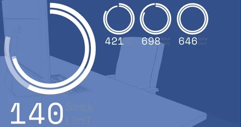 Animation of stock market data processing against 3d office desk Stock Footage 328712459
