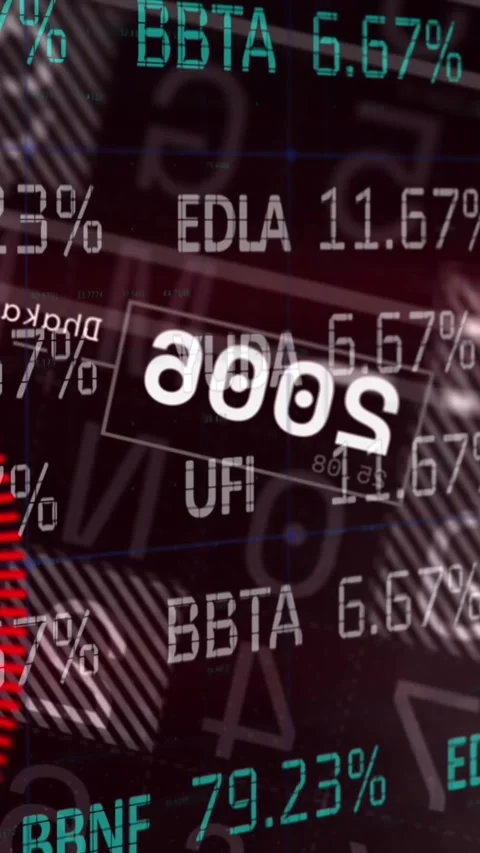 Animation of stock market data processing and spinning globe against red Stock Footage 341976657