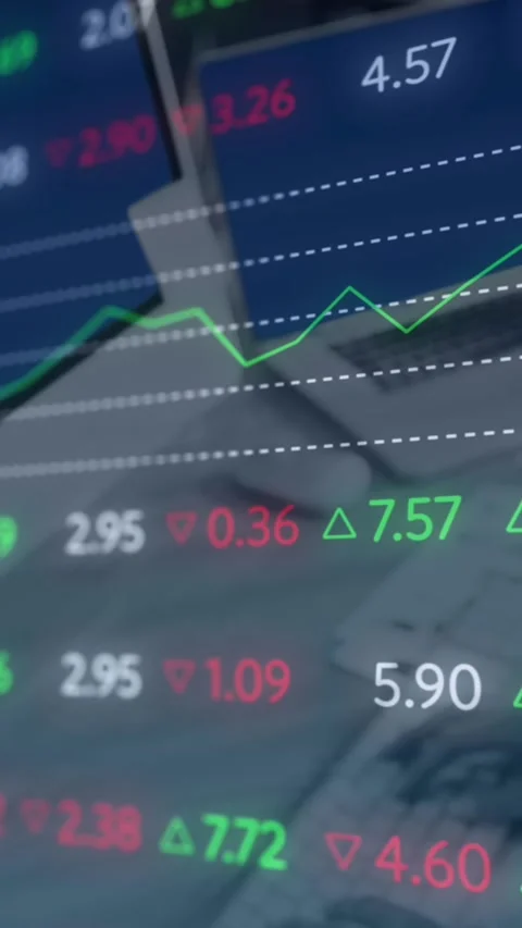 Animation of stock market data processing against caucasian woman using desktop Stock Footage 342612544