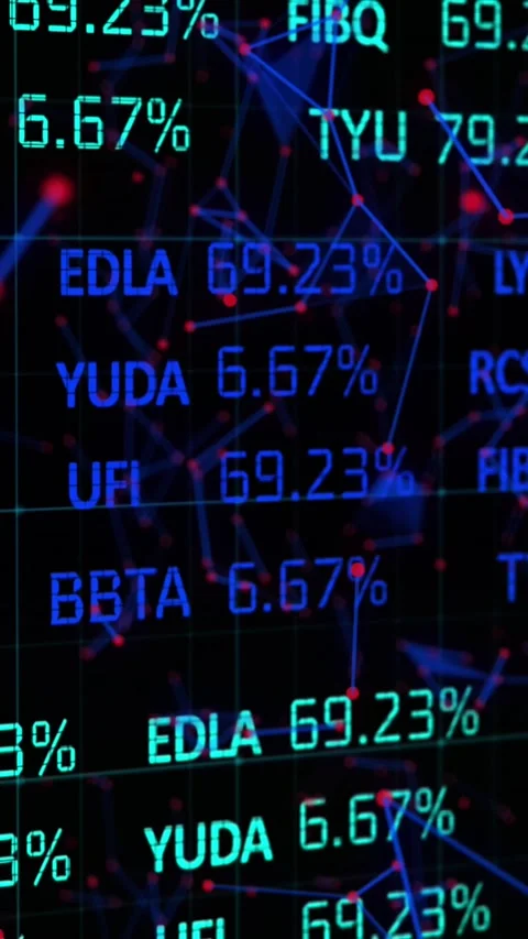 Animation of stock market data processing over plexus networks against black Stock Footage 344693220