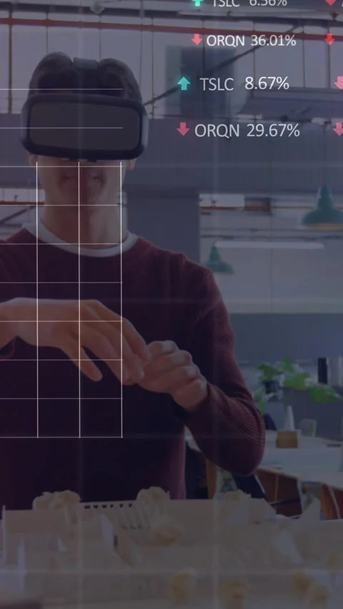 Animation of stock market data processing over caucasian male architect wearing Stock Footage 344722887