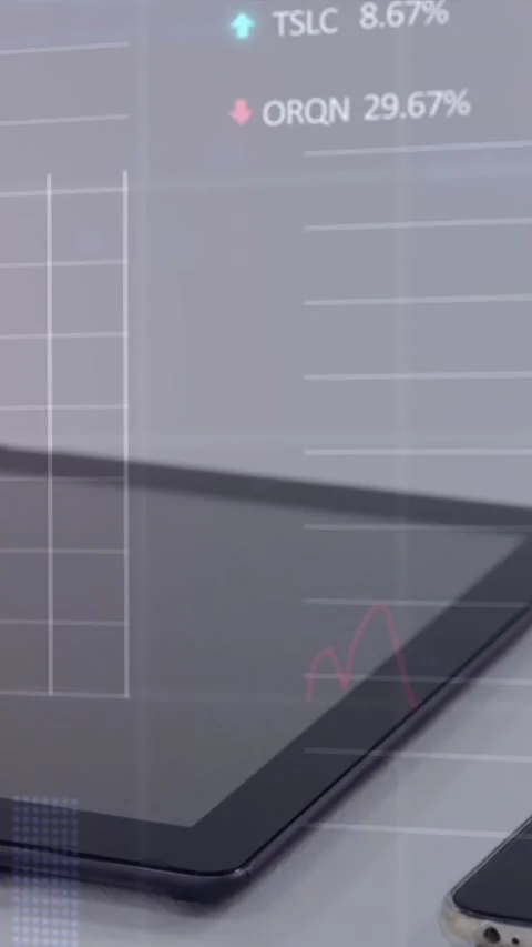 Animation of stock market data processing over close up of a smartphone and Stock Footage 344745640