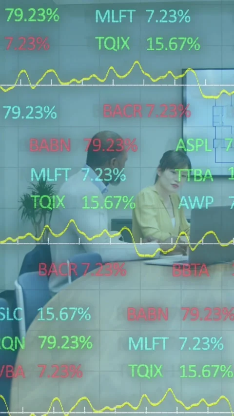 Animation of stock market data processing against diverse businesspeople Stock Footage 344783276