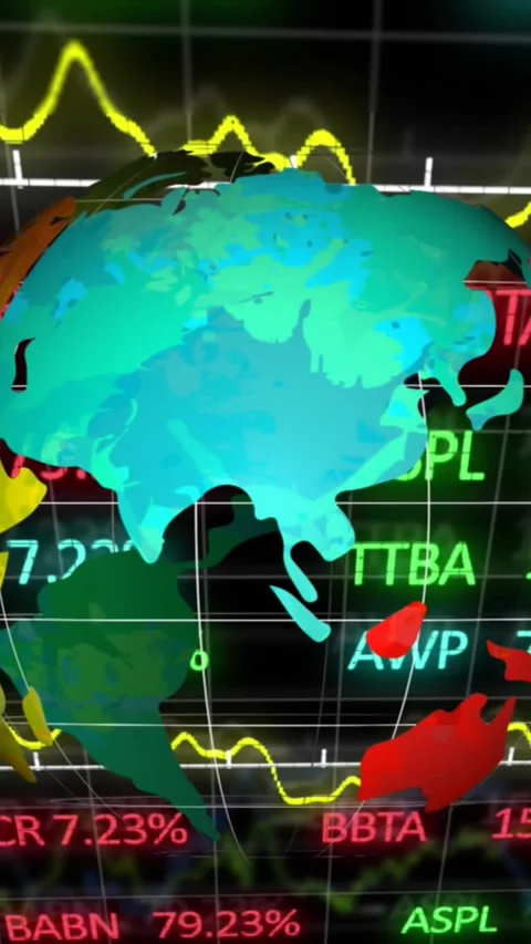 Animation of stock market data processing over spinning globe against black Stock Footage 344783352