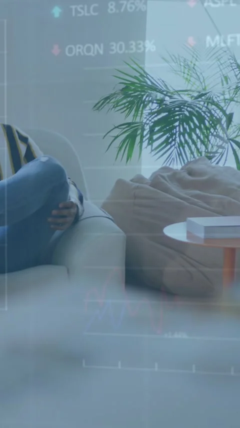 Animation of stock market data processing over man talking on smartphone at Stock Footage 344803419