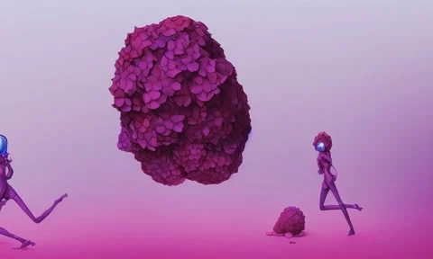 Animation stop motion of dancing girls in space suits surounded by flowers, Stock Footage 220956207