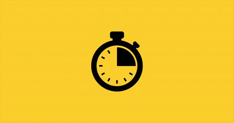 Animation of stopwatch. 4k video. Timer icon on yellow background. 動画素材 153135640