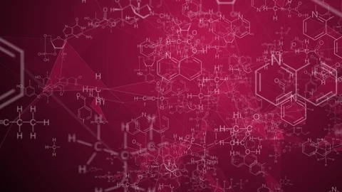 Animation of structural chemical formulas on a white background in abstract Stock Footage 240374914