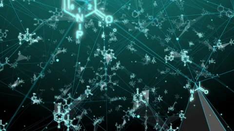 Animation of structural chemical formulas on a white background in abstract Stock Footage 264303525