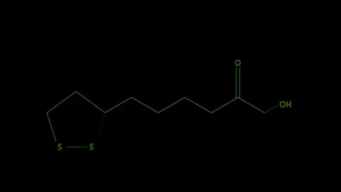 Animation - structural formula of Vitamin N or lipoic acid Stock Footage 106928042
