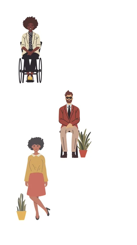 Animation of stylish office employees working in modern workspace Stock Footage 336651914