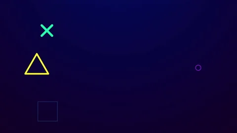 Animation of the stylistic multi-colored elements of the gamepad Stock Footage 164570793