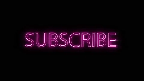 Animation of Subscribe button. Glowing pink neon word. Video stock 112254097