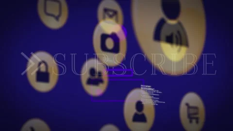 Animation of subscribe text over digital icons Stock Footage 329420451