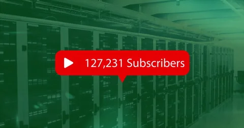 Animation of subscribers text and digital data processing and 6g text over Stock-Footage 307814796