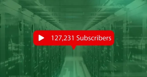 Animation of subscribers text and digital data processing over computer servers Stock Footage 328642620