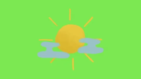 Animation of the sun with two dark clouds Stock Footage 334641236