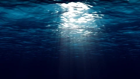 Animation of the sun's rays breaking through the sea surface Stock Footage 113401292