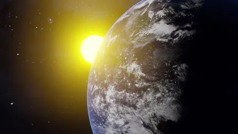 Animation of sunset in space. changes from day to night. earth view at sunset Video stock 265102014