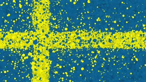 Animation of the Swedish flag appearing from a cloud of colored particles Stock Footage 163945716