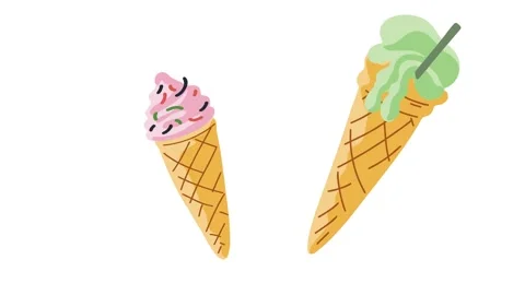 Animation of sweet ice cream cones in motion Stock Footage 336651848