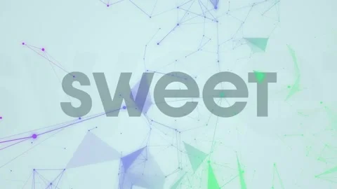 Animation of sweet text banner over plexus network floating against blue Vidéo 327063358