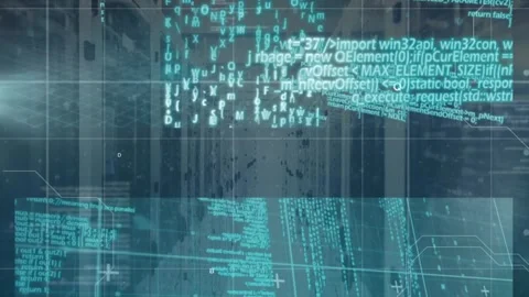 Animation of symbols and data processing over computer servers Stock Footage 327781497