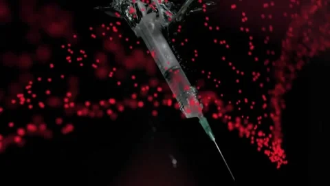 Animation of syringe with needle and dna strand Stock Footage 328145938