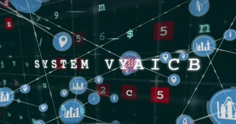 Animation of system hacked, malware, alert text, letters, numbers with connected Stock Footage 249324590