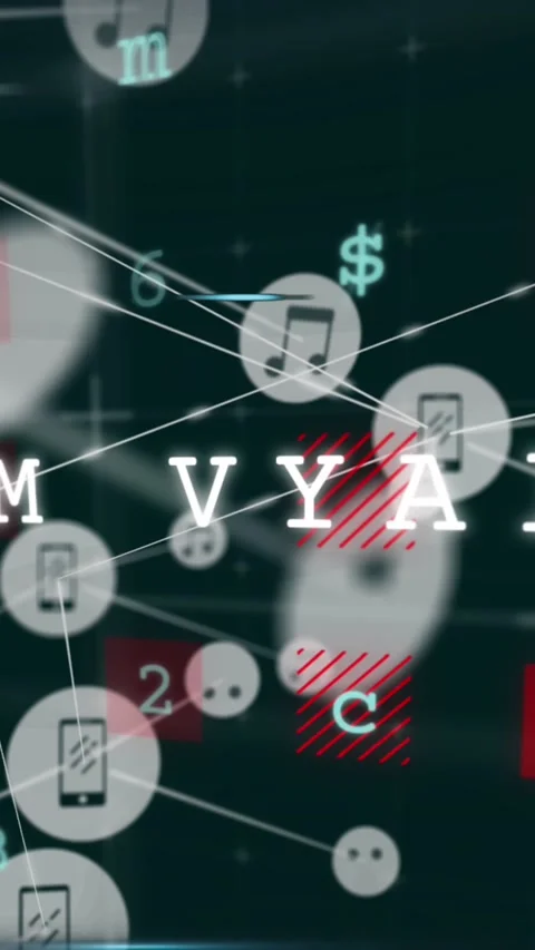 Animation of system hacked, malware, alert text, letters, numbers, connected Stock Footage 342034094