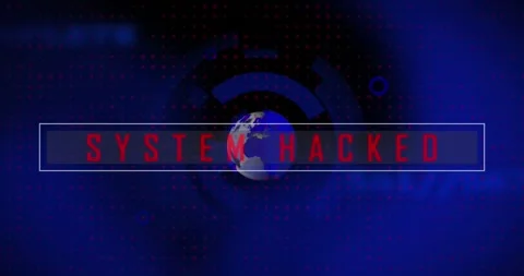 Animation of system hacked text, computer language and globe in circular pattern Stock Footage 247919819