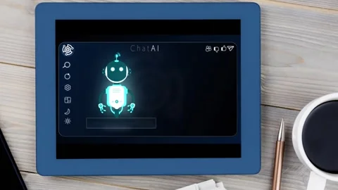 Animation of tablet screen with ai chatb... | Stock Video | Pond5