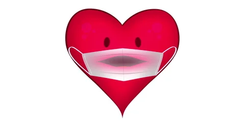 Animation of a talking heart wearing face mask. Stock Footage 131065504