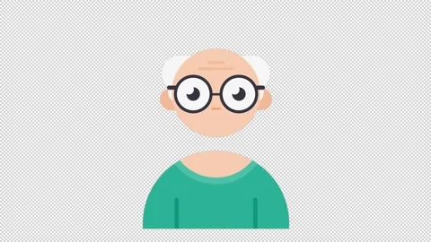 Animation of talking old man avatar. Stock Footage 240001227