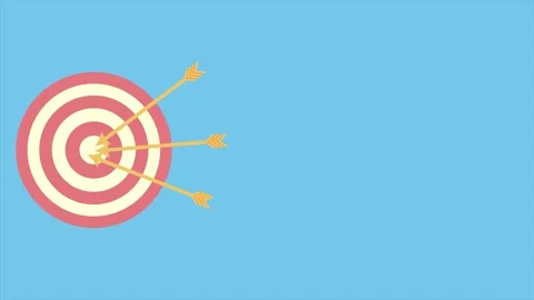 Animation of a target circle hit by an arrow in the center. Place for text Stock Footage 318991203