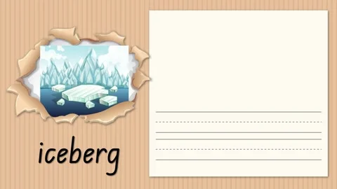 Animation Teaching the Letter I with Iceberg Illustration and Handwriting Stock Footage 331191257